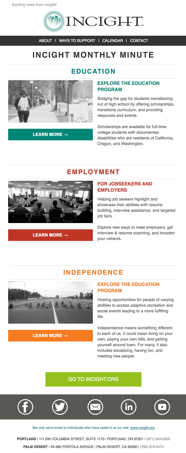 Incight Email Design sample